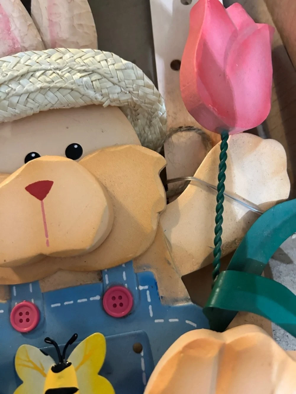 80’s Avon Spring Bunny Wall Decor in Pink, Yellow, Blue, Green